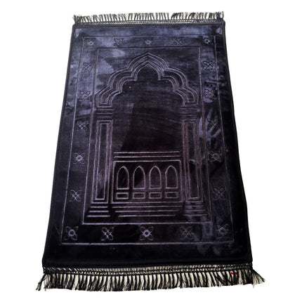 Raschel Embossed Prayer Mat With Tassel Prayer Mat Solid Color