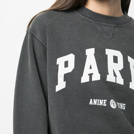 Women's Letter PARIS Black And Gray Round Neck Cotton Sweater