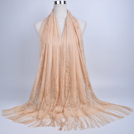 Scarf Hijab Solid Color Lace Hollow Tassel
