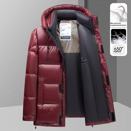 New Winter Down Jacket Men's Duck Down Cold-proof Black Gold Graphene Disposable Hooded Jacket