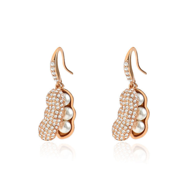 Women's Diamond Peanut Pearl Earrings