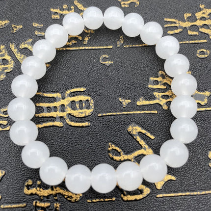 Natural White Marble Bracelet Flocculence Crystal Transparent Round Beads Simple
