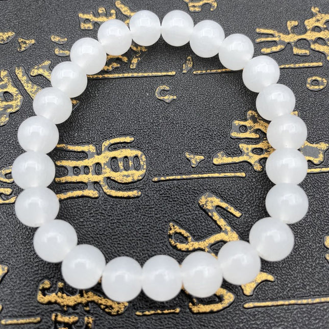 Natural White Marble Bracelet Flocculence Crystal Transparent Round Beads Simple