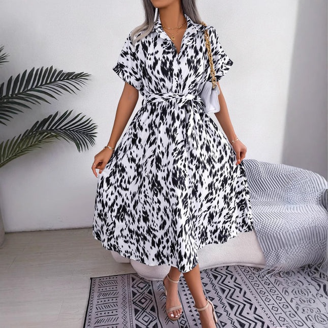 V-neck Bohemian Long Short-sleeve Dress