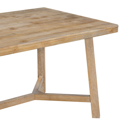 TREXM 6-piece Retro Farmhouse Style Dining Set, Rectangular Table And 4 Upholstered Chairs With Ratt