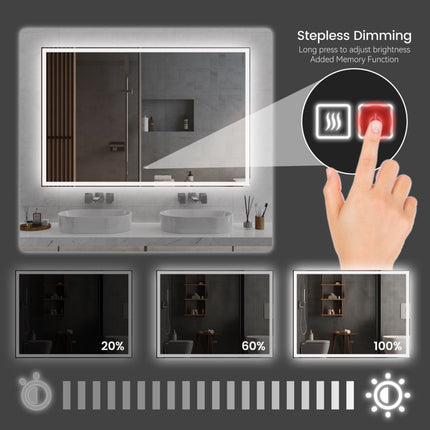 Modern LED Smart Mirror Bathroom Mirror, Front Lit & Back Lit With 3 Color Adjustable, Memory Function, Anti-Fog, Time Mode Control