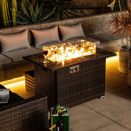 44 Outdoor Propane Fire Pit Table, Ceramic Tabletop Gas Fire Table