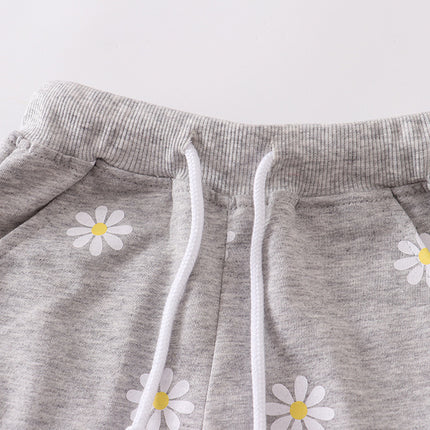 Girls' Light Gray Printing Little Daisy Shorts
