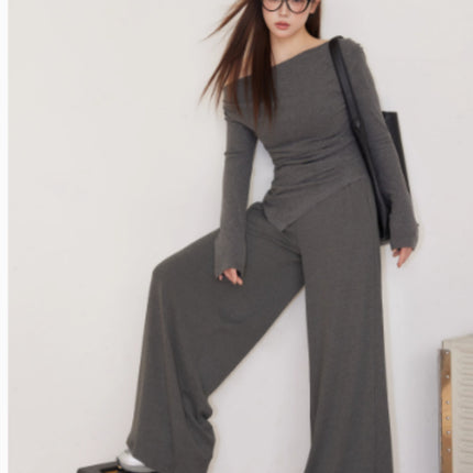 One Shoulder Top, Soft And Sticky Half Skirt, Slimming Pants Set