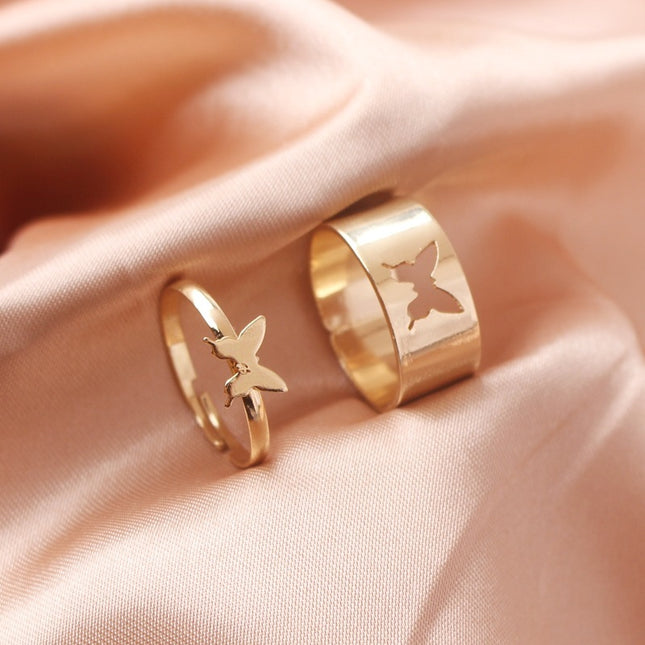 Ring Set Creative Personality Butterfly Punk Couple