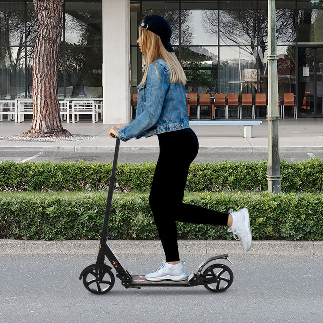 Folding Kick Scooter, Adjustable Ride On Scooter With 200mm Big Wheels And Double Shock Absorption, Urban Scooter For 14+ Teens Adult, Black - Novah