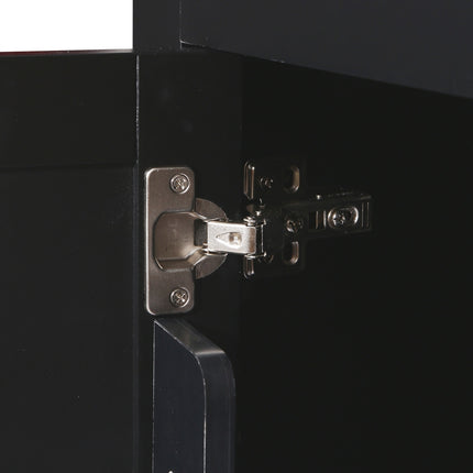 Kitchen Cart With Rubberwood Drop-Leaf Top, Cabinet Door, Storage Racks