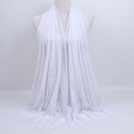 Scarf Hijab Solid Color Lace Hollow Tassel