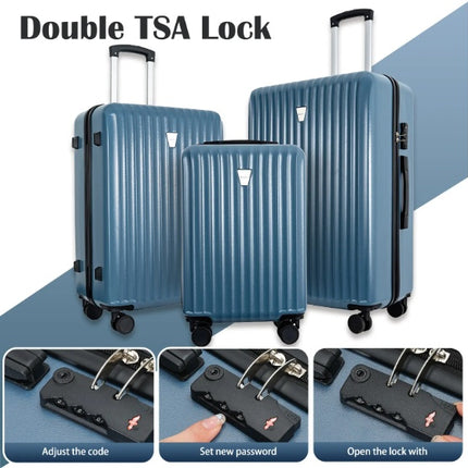 3-Piece Hardshell Suitcase Set, Professional & Family Luggage With TSA Lock & Double Spinner Wheels, Large Capacity Lightweight Expandable Cases For Business  Vacation