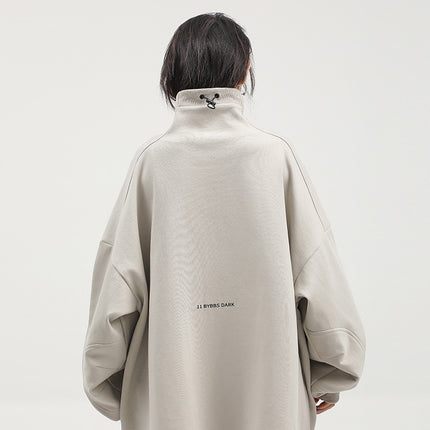 Adjustable Stand Collar Sweater Men And Women Loose Casual Solid Color Long Sleeves