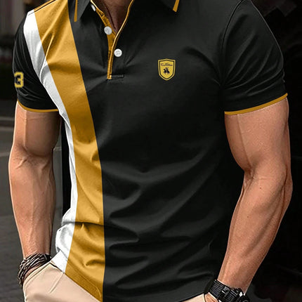 Men's 3D Printing Digital Printed Polo Shirt Short Sleeve