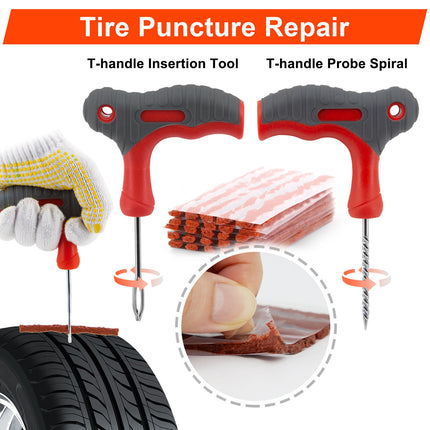 65PCS TIRE PUNCTURE REPAIR TOOL KIT MOTORCYCLE CAR VAN EMERGENCY TUBELESS TIRE