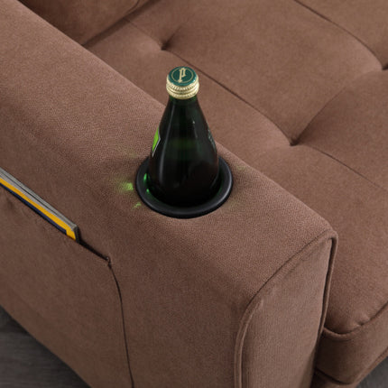 VIDEO Provided 3-in-1 Upholstered Futon Sofa Convertible Floor Sofa Bed,Foldable Tufted Loveseat With Pull Out Sleeper Couch Bed