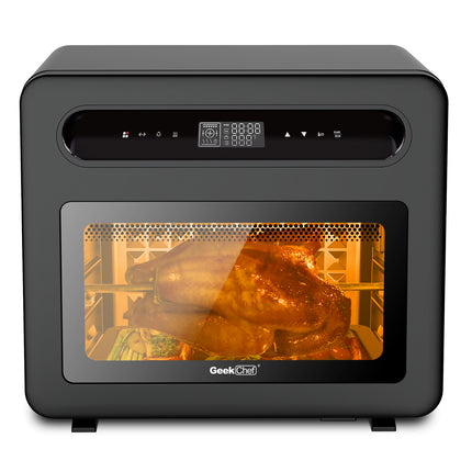 Geek Chef Steam Air Fryer Toast Oven Combo, 26 QT Steam Convection Oven Countertop, 50 Cooking Presets, With 6 Slice Toast, 12 In Pizza, Black Stainless Steel. Prohibited From Listing On Amazon