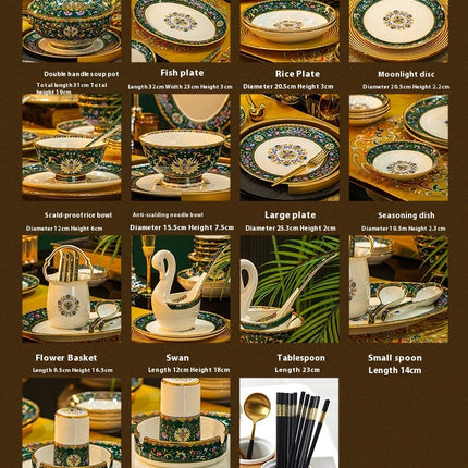 Household Style Enamel Bone China Tableware Set