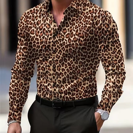 Men's Long Sleeve Shirt Palm Tree And Striped Printed Shirt Everyday Fashion Men's Casual Shirt