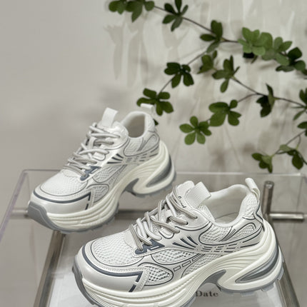 Vintage Genuine Leather Platform Dad Shoes Women