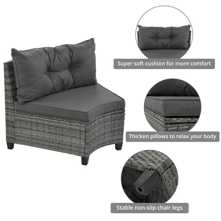 8-Pc Outdoor Wicker Round Sofa Set, Half-Moon All-Weather Curved Sectional