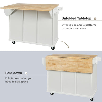 Kitchen Cart With Drop-Leaf Countertop, Cabinet Door, And Storage Racks