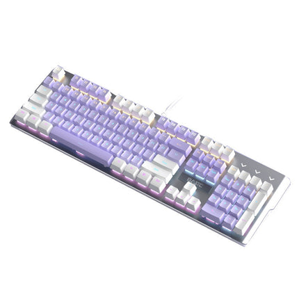 Purple Mechanical Keyboard Mouse Suit Wired Green Axis