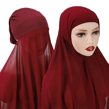Veiled Muslim Ladies Chiffon Turban Scarf Set