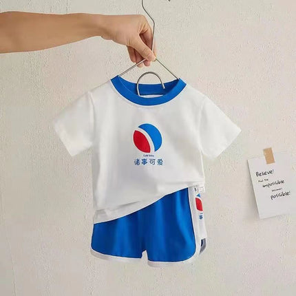 Baby's Summer Clothing Summer Sports Internet Celebrity Children's Short Sleeve Set Baby Boy's And Girl's Shorts Two Piece Set Children's Clothing Leisure