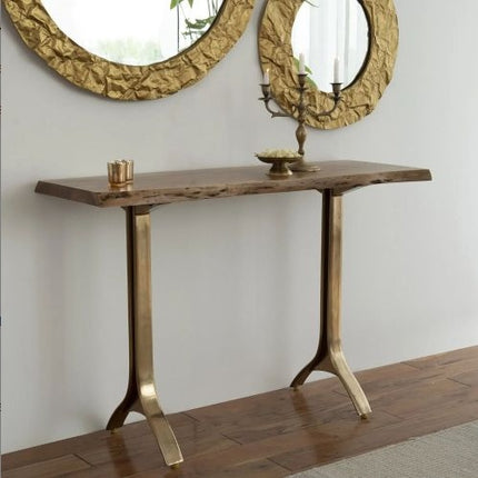 Mrazik Yoho Solid Wood Console Table In Natural Finish
