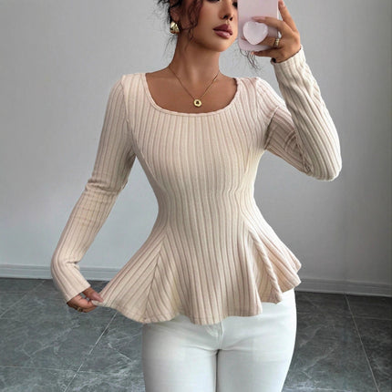 Women's Long-sleeve Bottoming Shirt With Hollowed-out Back And Long Sleeves