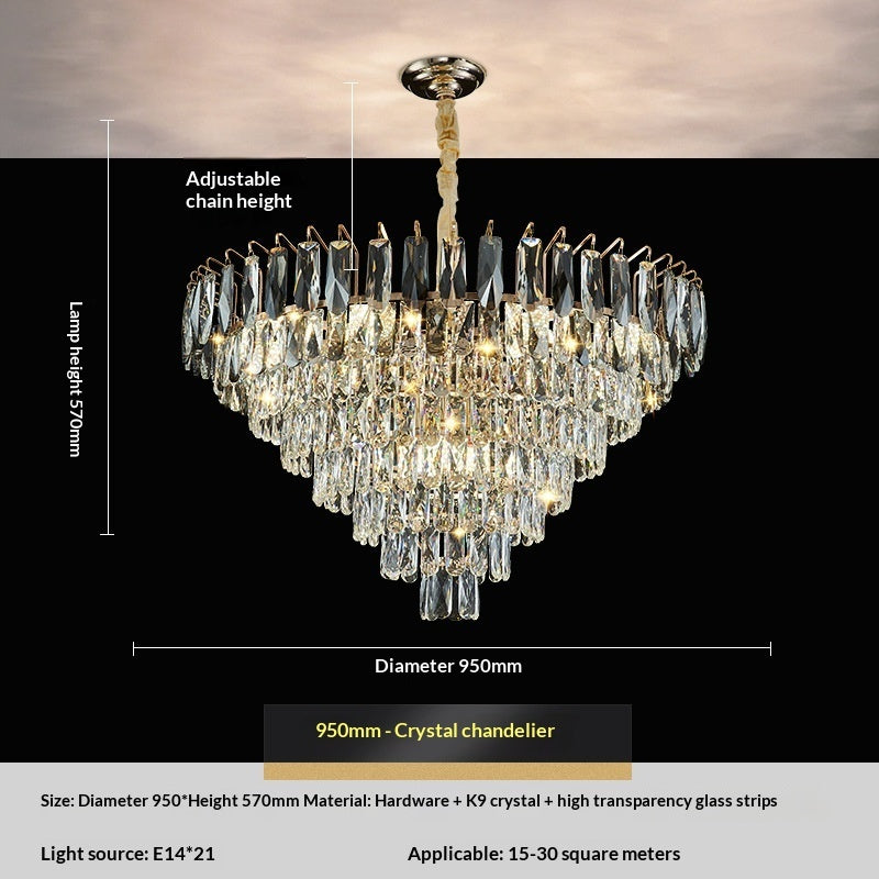 Lustre en cristal moderne pour salon, chambre ou salle à manger, design simple et élégant, marque Novah.