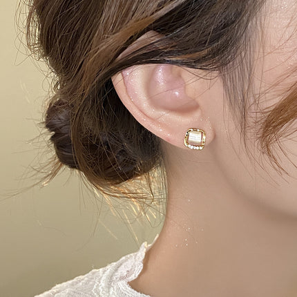 Small Square Ear Studs Light Luxury Minority Design Sense