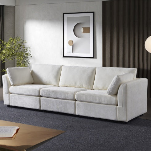 Modular Sofa Grey Chenille Fabric, Simple And Grand, The Seat And Back Is Very Soft. This Is Also A KNOCK DOWN Sofa
