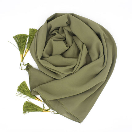 Hijab With Tassel At Four Corners