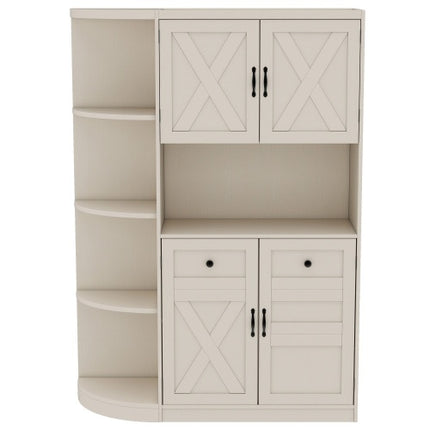 Multifunctional Left-right Combination Hall Cabinet  Can Be Used Separately  With Storage And 4 Hooks, Storage Cabinet Hall Tree 2 In 1 For Living Room, Kitchen And Hallway,antique Beige