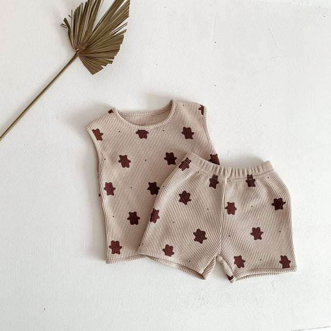 Children's Clothing Baby Bear Printing Suit Baby Two-piece Suit Cotton