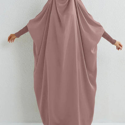 Middle East DUBAI Turkish Muslim Swing Solid Color Long Sleeve Smocking Robe