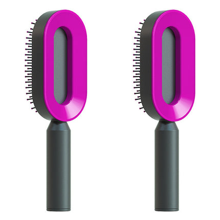 Self Cleaning Hair Brush For Women One-key Cleaning Hair Loss Airbag Massage Scalp Comb Anti-Static Hairbrush - Novah