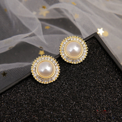 S925 Silver Needle Geometric Opal Temperament Diamond Earrings Simple