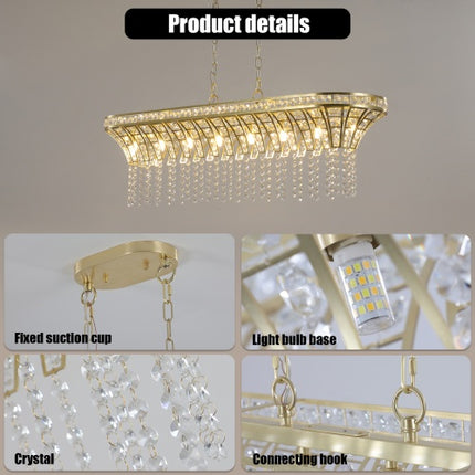 Modern Champagne Gold Kitchen Island Lamp - Oval Crystal Ceiling Chandelier Unavailable Platform- Temu