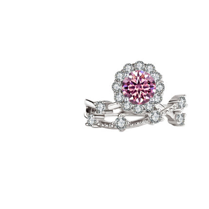 Moissanite Ring Women's Sterling Silver Platinum Niche