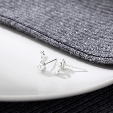 S999 Sterling Silver Pure Silver Stud Earrings Female Water Drop Ear-caring Shell Pearls