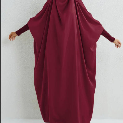 Middle East DUBAI Turkish Muslim Swing Solid Color Long Sleeve Smocking Robe