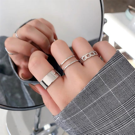 Women's Geometric Personality Cross Ring Six-piece Set