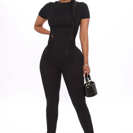 Rop Top And Pants Female Casual Matching Sets