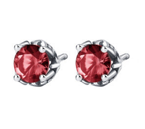 High-grade S925 Sterling Silver Screw Stud Earrings Emerald Zircon