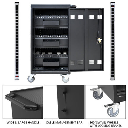 Mobile Charging Cart And Cabinet For Tablets Laptops 45-Device